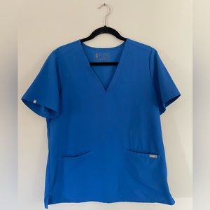 Figs Casma Three Pocket Scrub Top Royal Blue - Size L